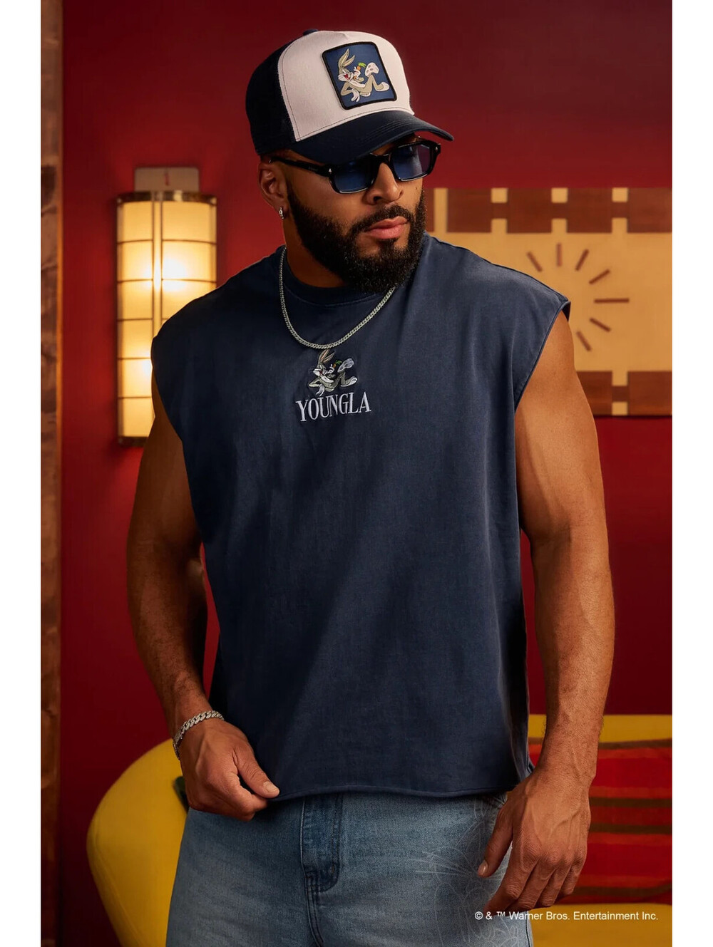 YoungLA- Large- 3107 - Looney Tunes Embroidered Cut-offs- Bugs Bunny- Sold out!